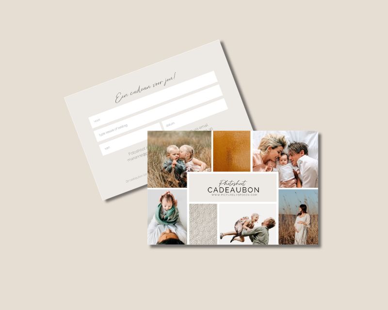 Fysieke fotoshoot cadeaubon van Picturelyspoken, per post verstuurd