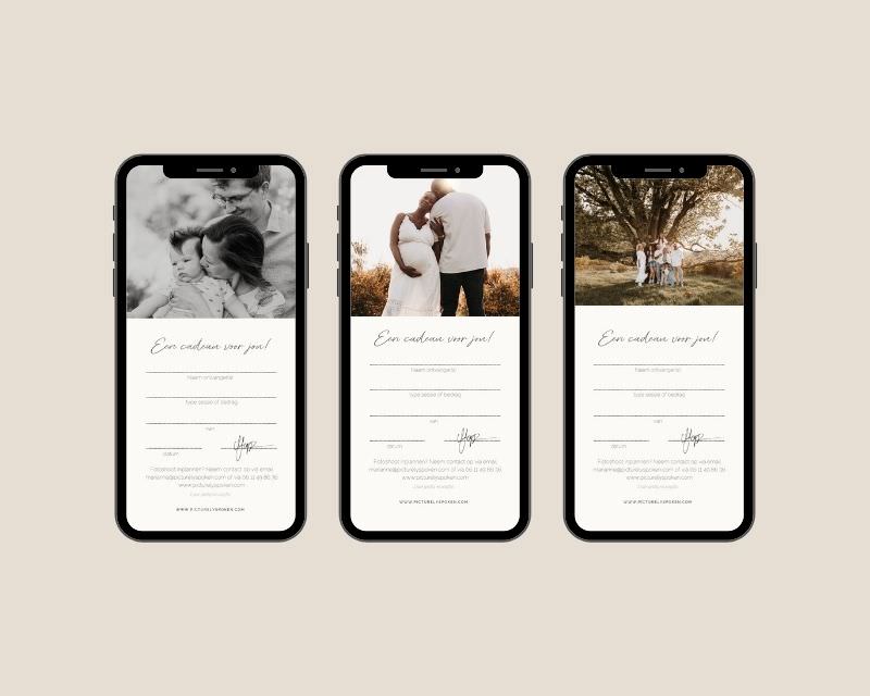 Mobiele fotoshoot cadeaubon van Picturelyspoken, direct te versturen via WhatsApp